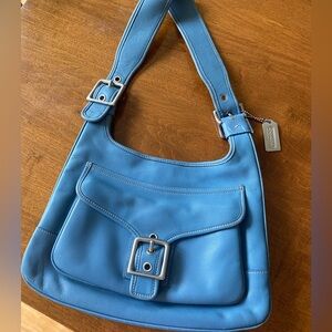 Coach Legacy buckle shoulder bag in blue